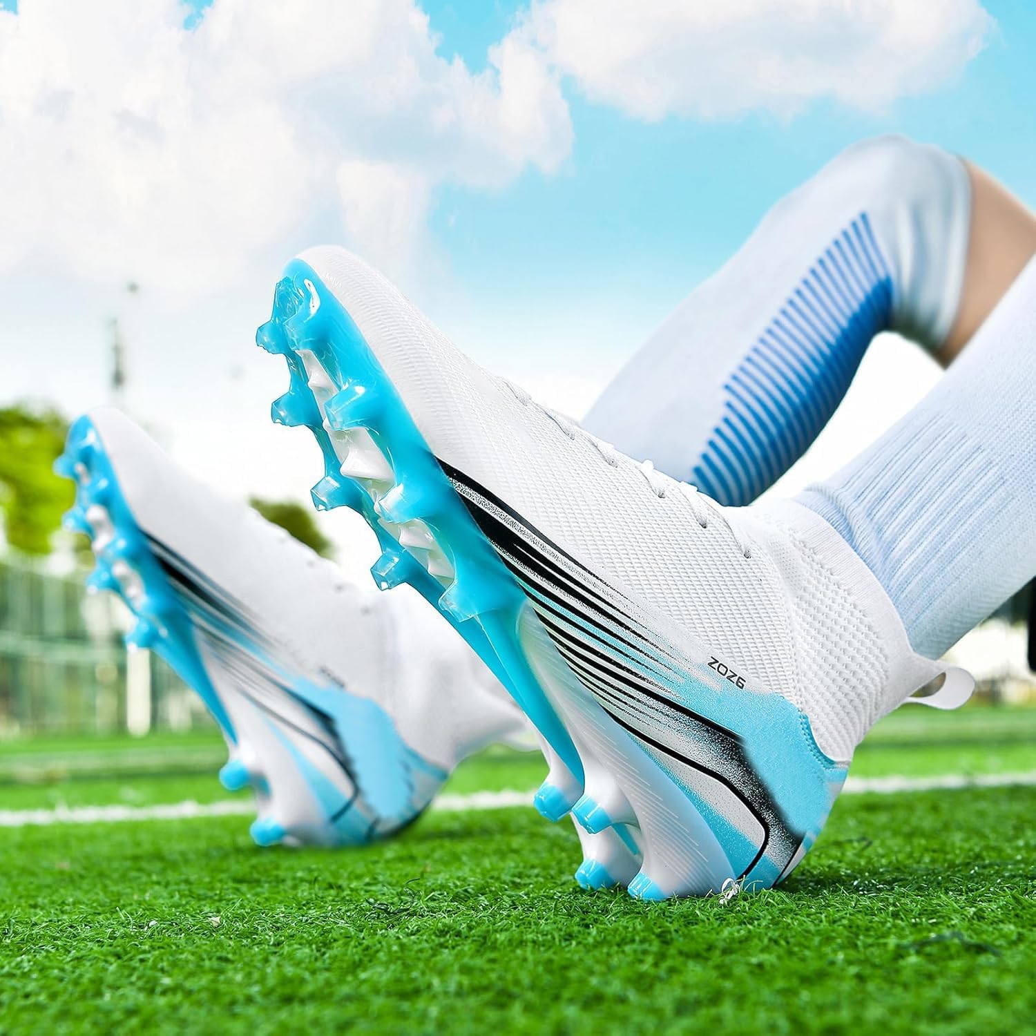 Boys' Men's Soccer Shoes, High Shank & Dobs, Professional Lace-up Outdoor Shoes for Training and Game, Amg J2, 41 EU