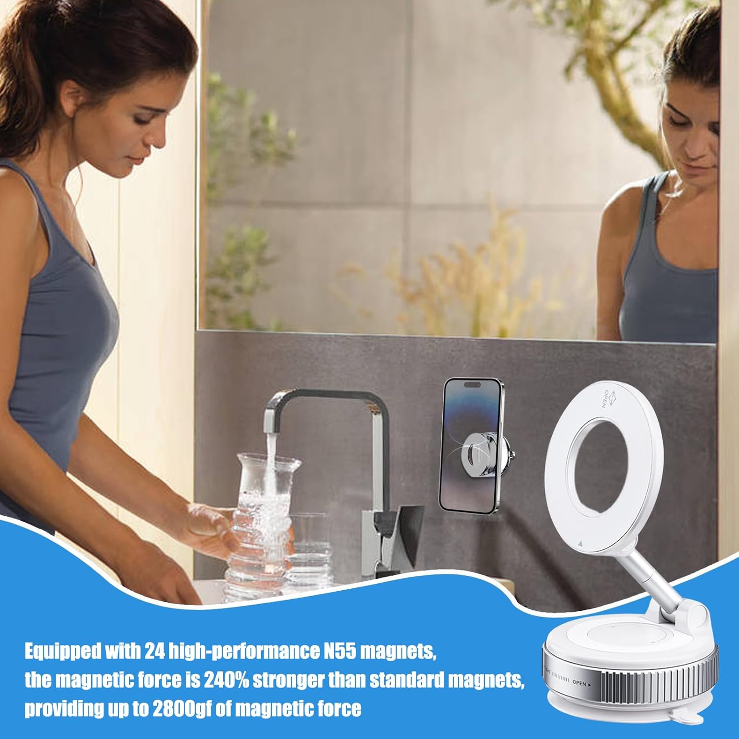 Vacuum Magnetic Car Phone Mount, 360 Degree