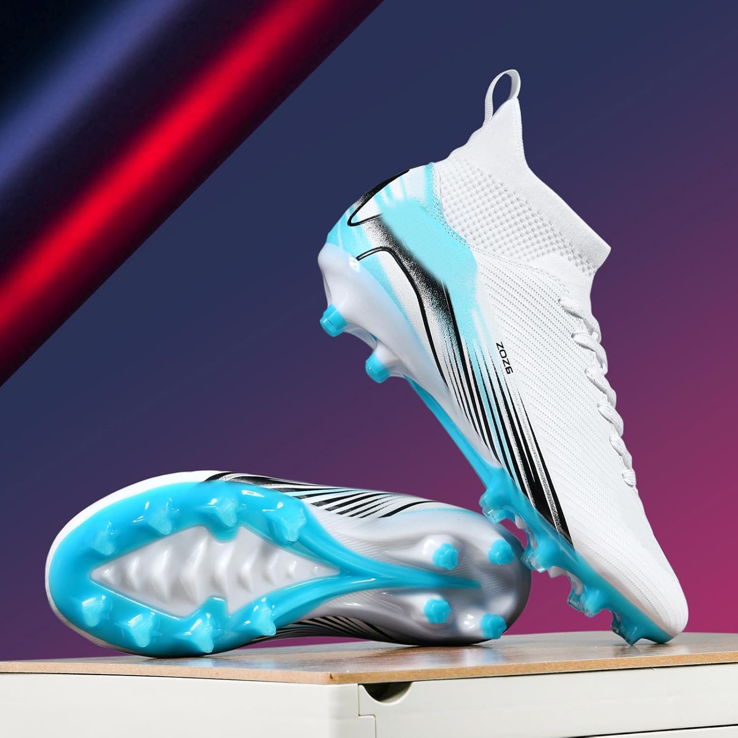 Boys' Men's Soccer Shoes, High Shank & Dobs, Professional Lace-up Outdoor Shoes for Training and Game, Amg J2, 41 EU