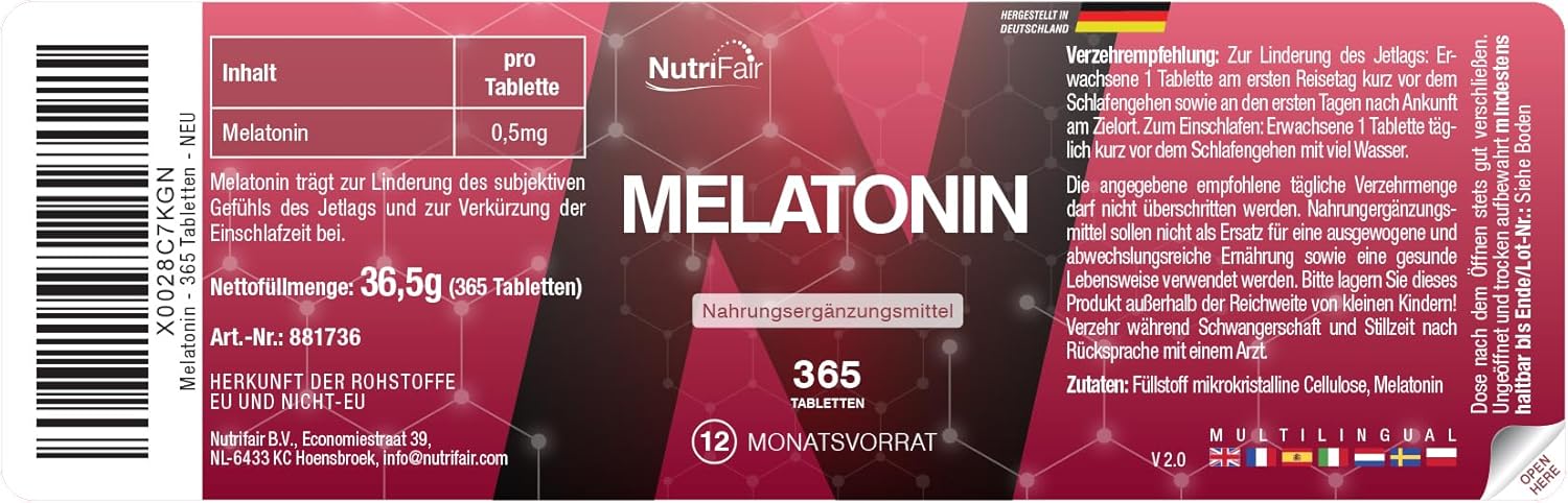 Melatonin 0,5 mg - 365 tabletter