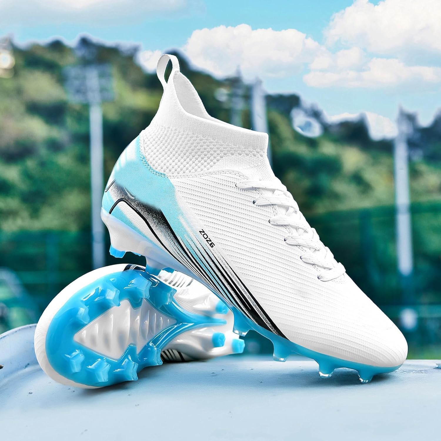 Boys' Men's Soccer Shoes, High Shank & Dobs, Professional Lace-up Outdoor Shoes for Training and Game, Amg J2, 41 EU