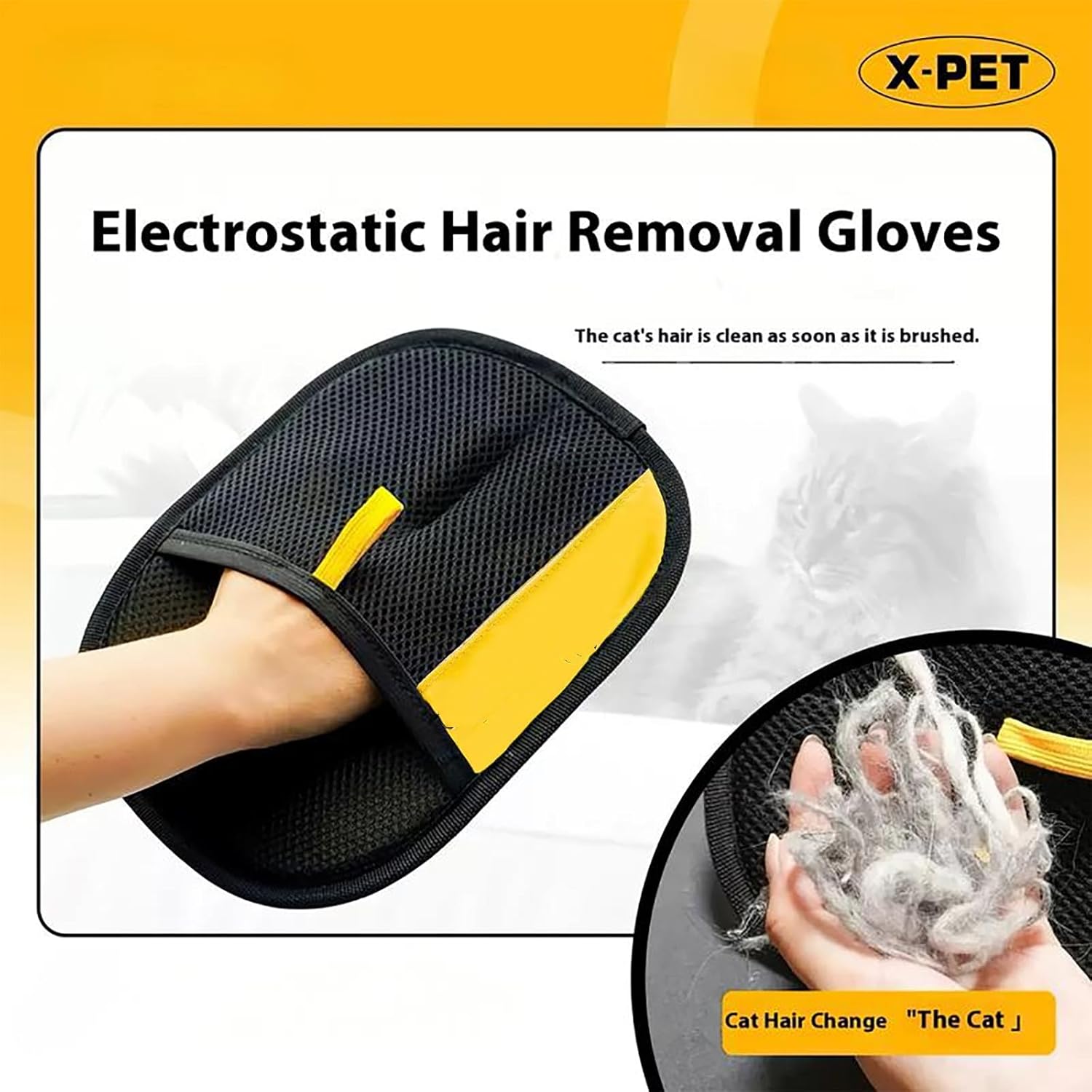 Dubbelsidig elektrostatisk hårborttagningshandskar för husdjur