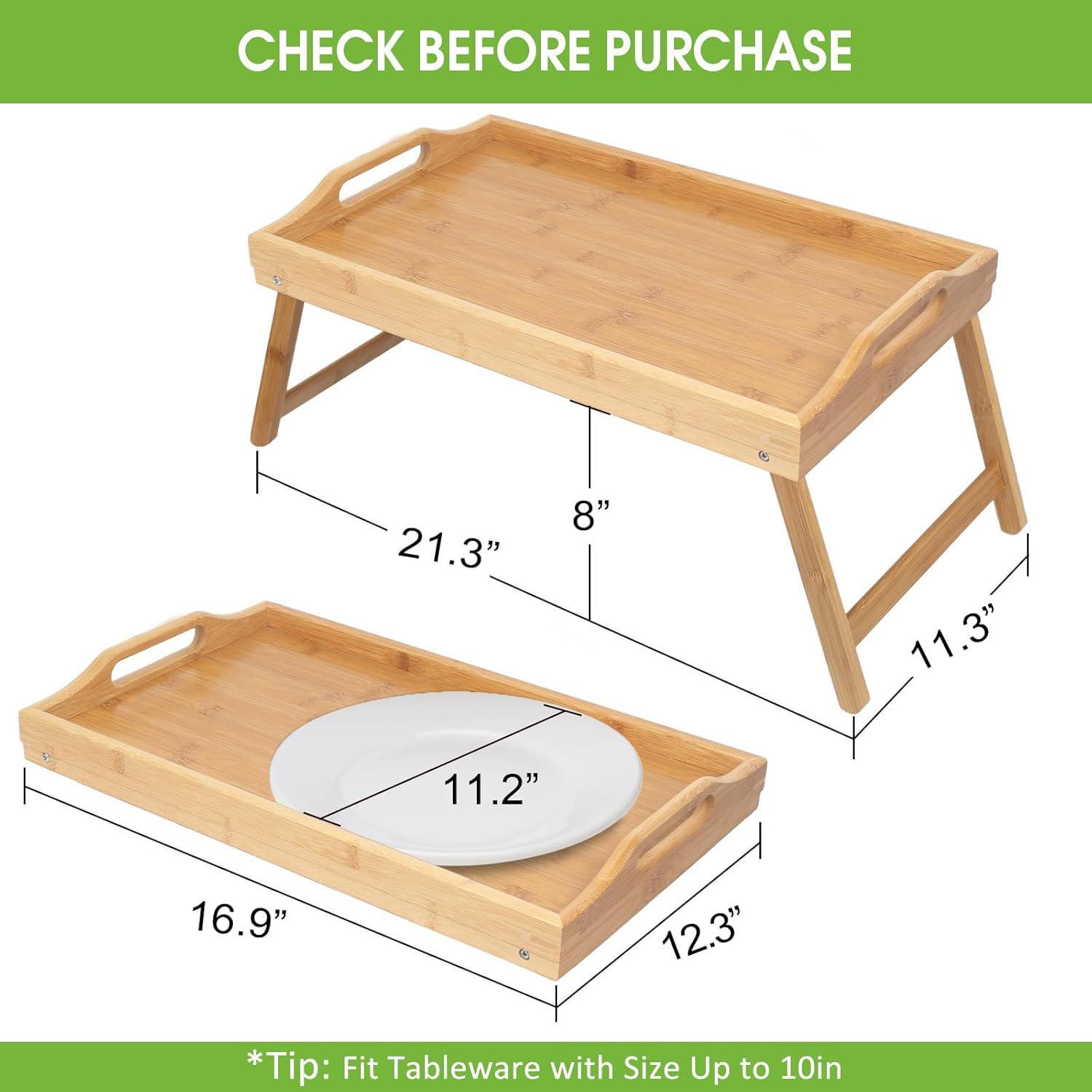 Sängbricka - bord  med vikbara ben och handtag